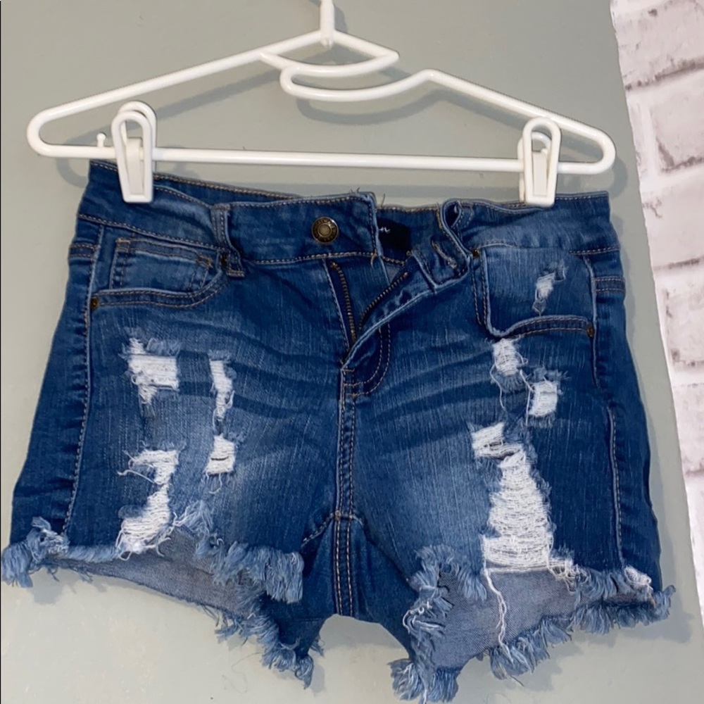 wax jean denim distress shorts